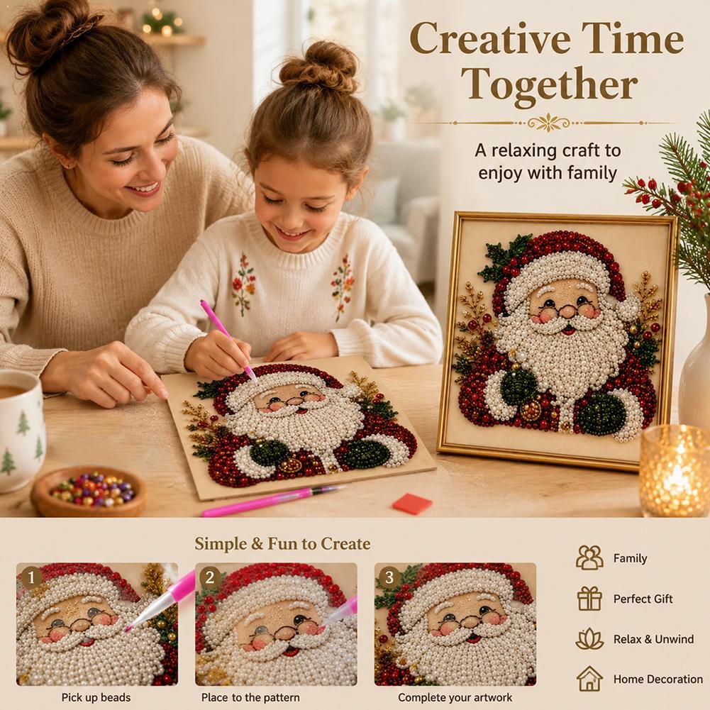 Art Craft For Adults - Christmas Santa Claus Pearl Art DIY
