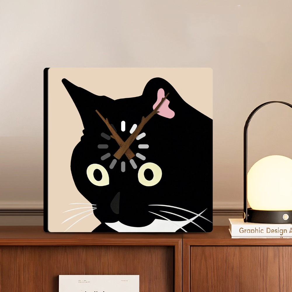 Art Craft Movement - 25X25CM Creative Daze Cat Desktop Clock