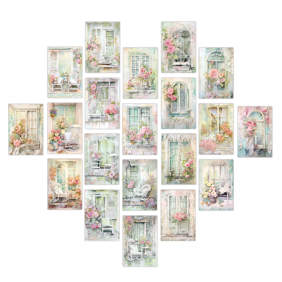 Art Craft Gallery - 20pcs Vintage Floral Art Collage Postcards,Romantic