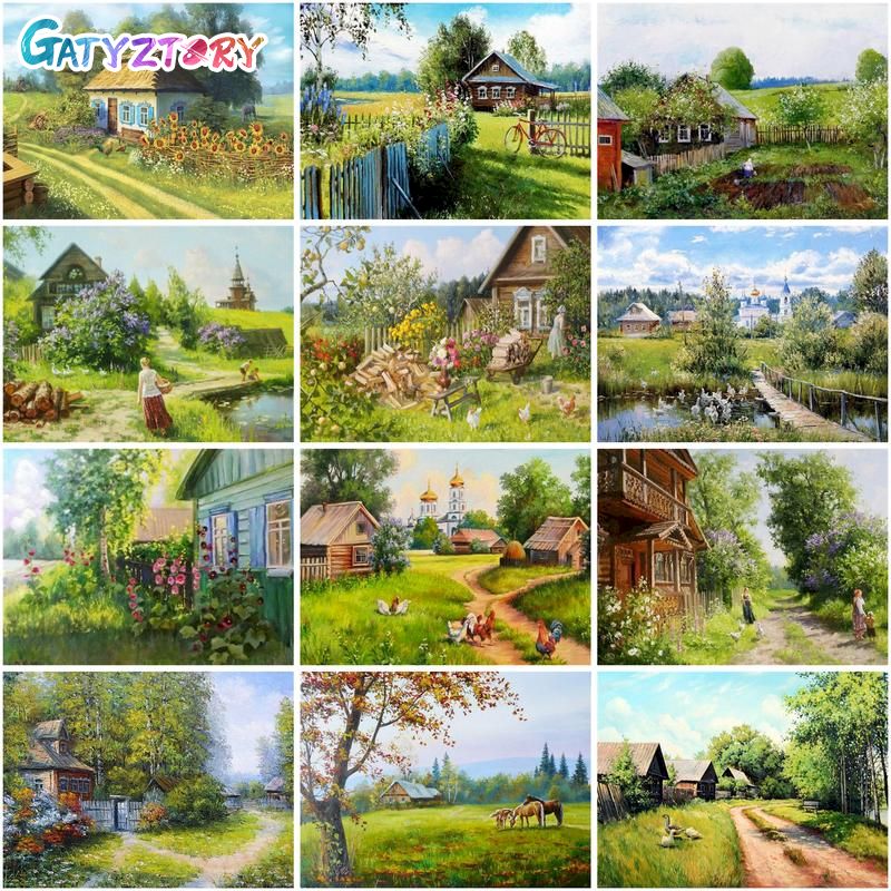 Art Craft Number - GATYZTORY Painting By Numbers Beautiful Village