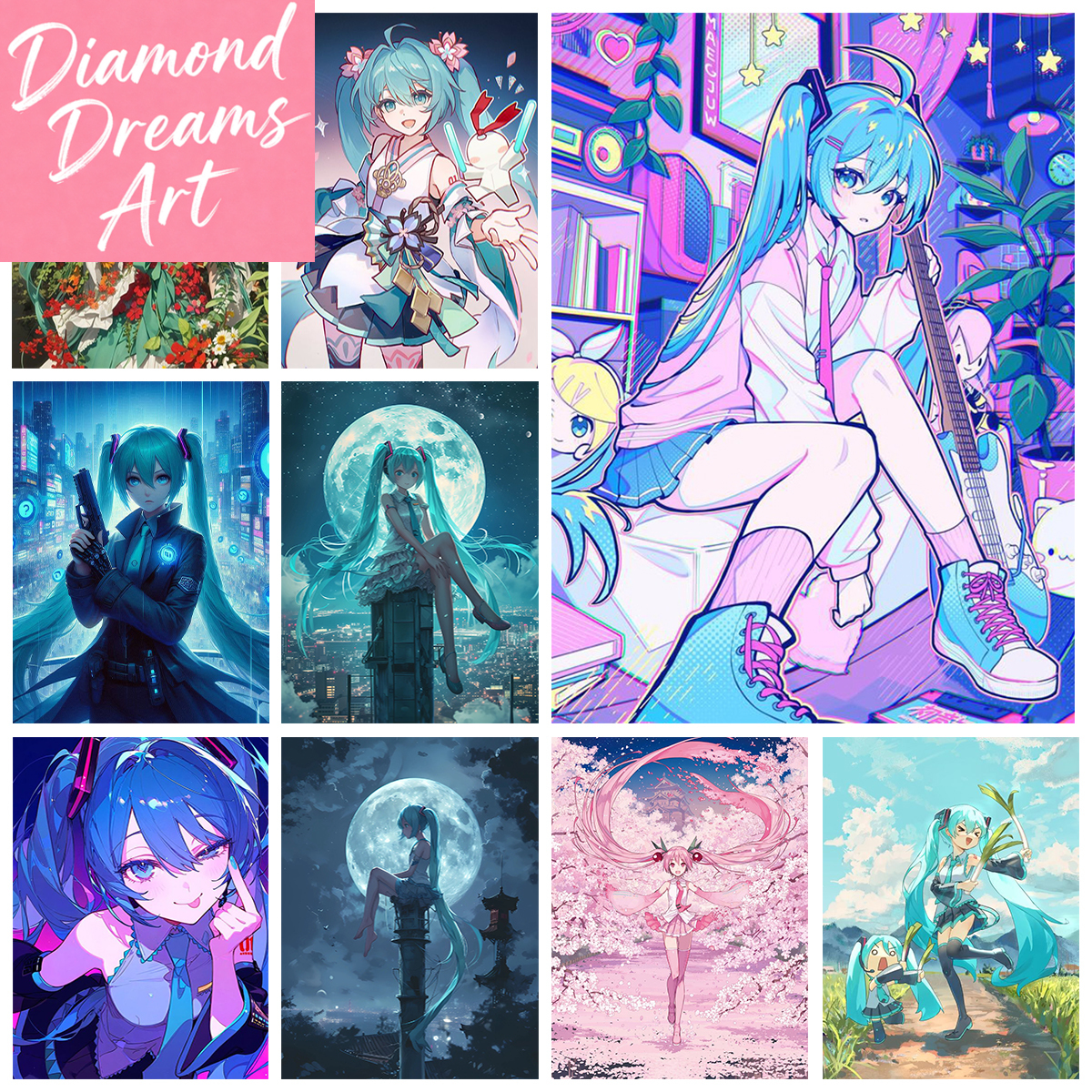 Art Craft Girl - Frameless,Singer Miku DIY Diamond Painting Kawaii