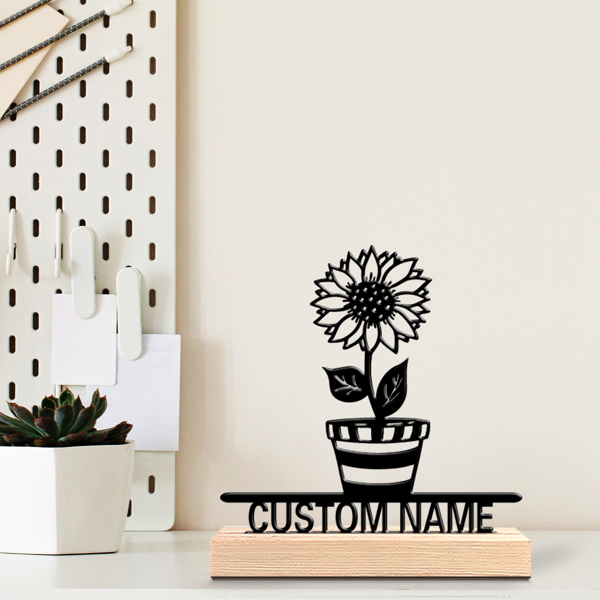 Art Crafting - 1pc Simple flower Customized Name Metal