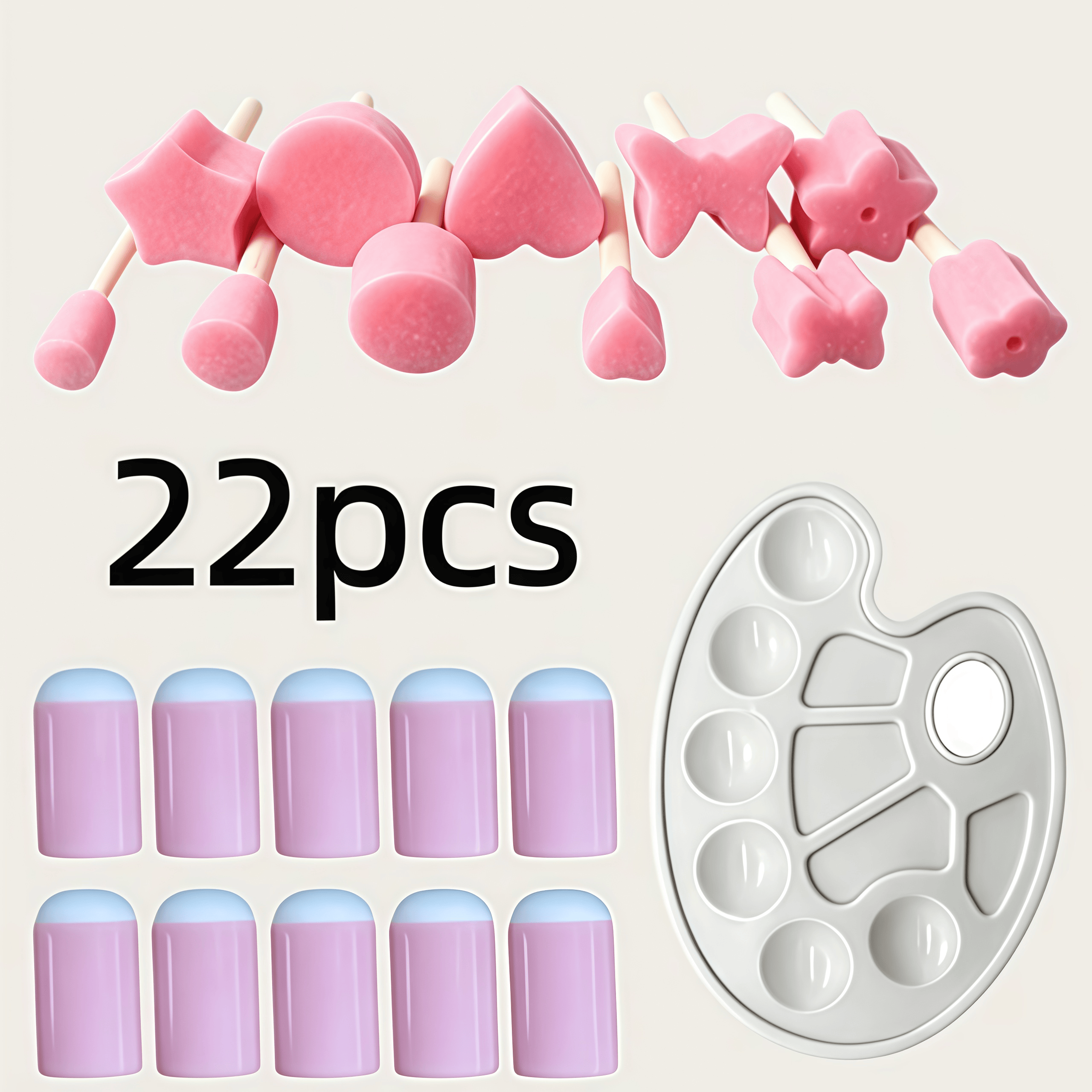 Art And Craft Studio - 22Pcs Pink Sponge Stamp Brushes, Washable