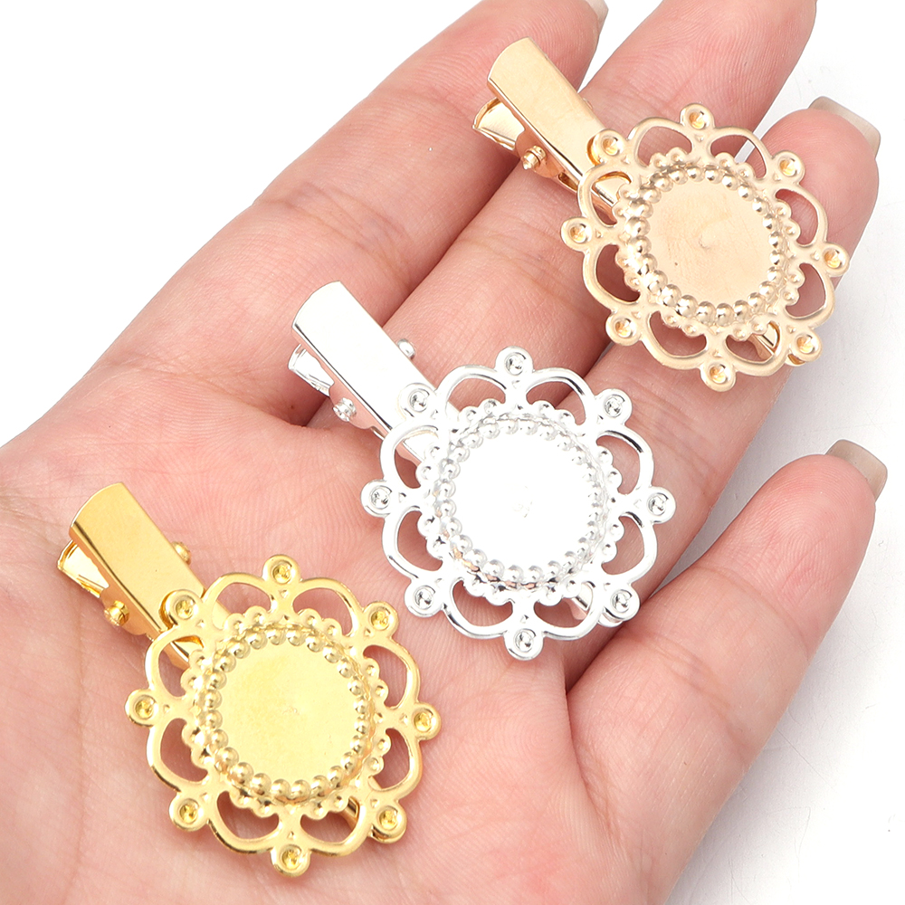 Art Craft Girl - 10pcs Vintage Metal Hollow Flower Hairpin