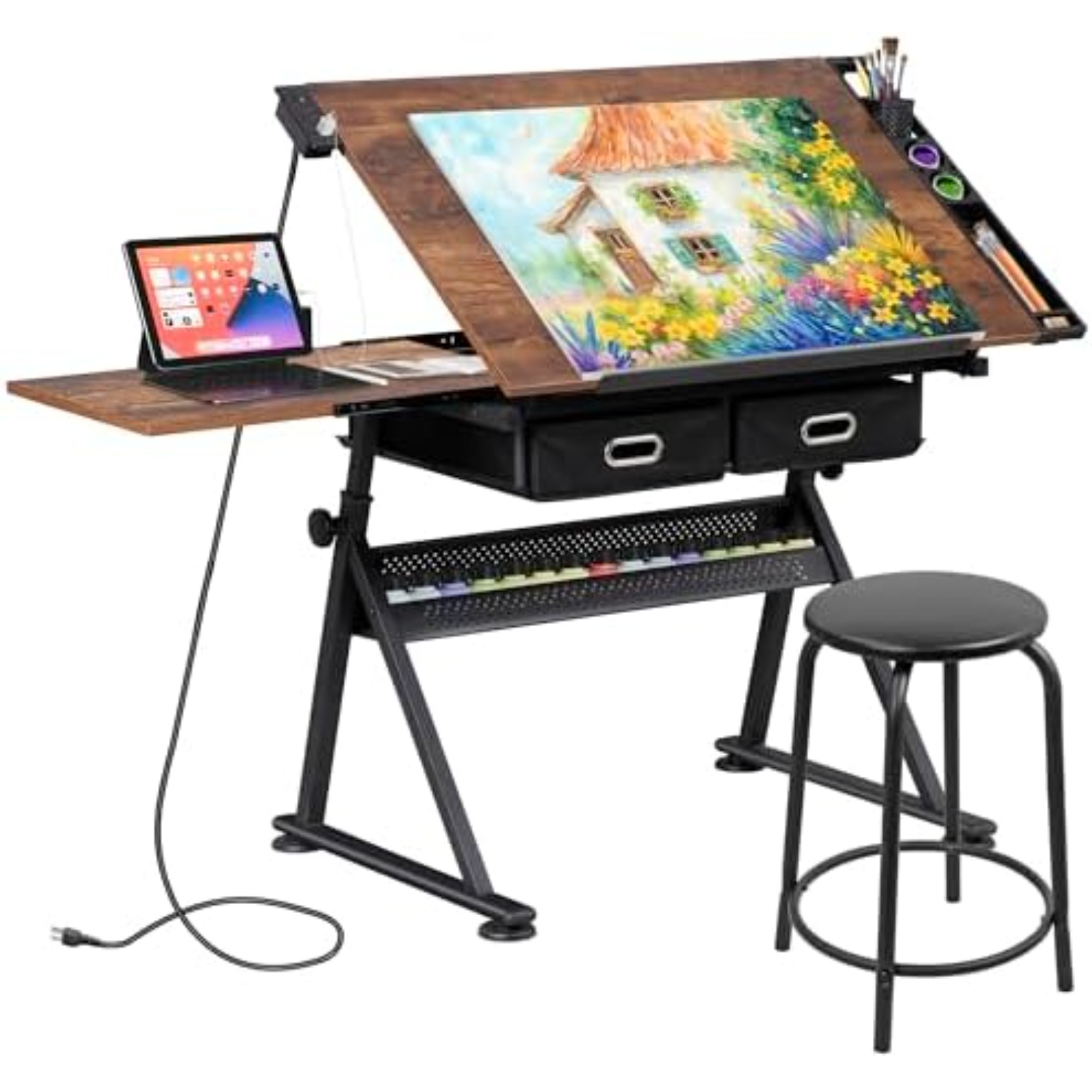 Art Crafting - Adjustable Drafting Table with Stool, Tilting