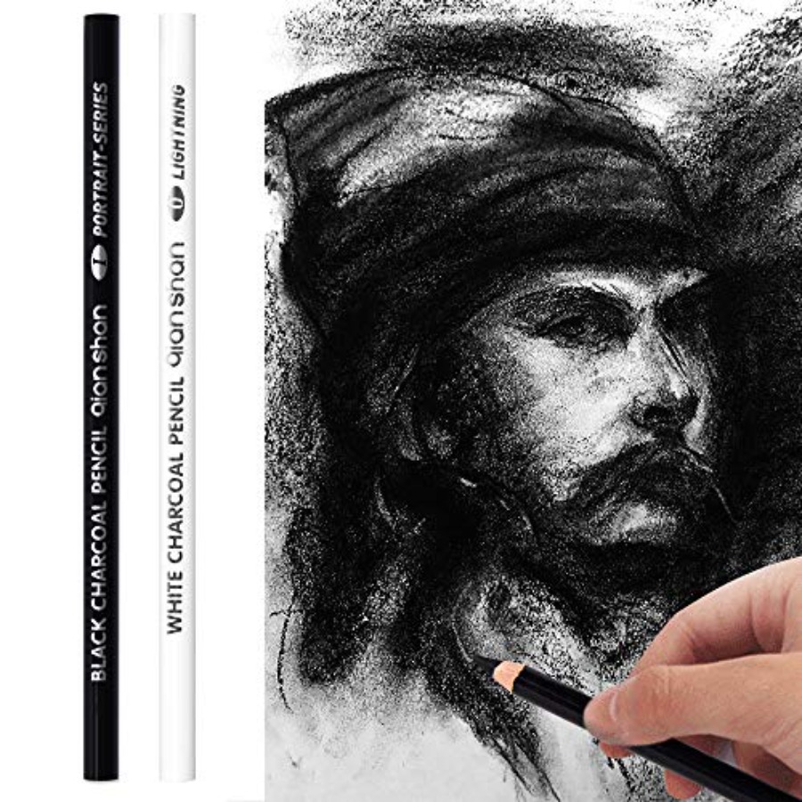 Colored Pencil Professional - 2 Pcs Black White Color Charcoal