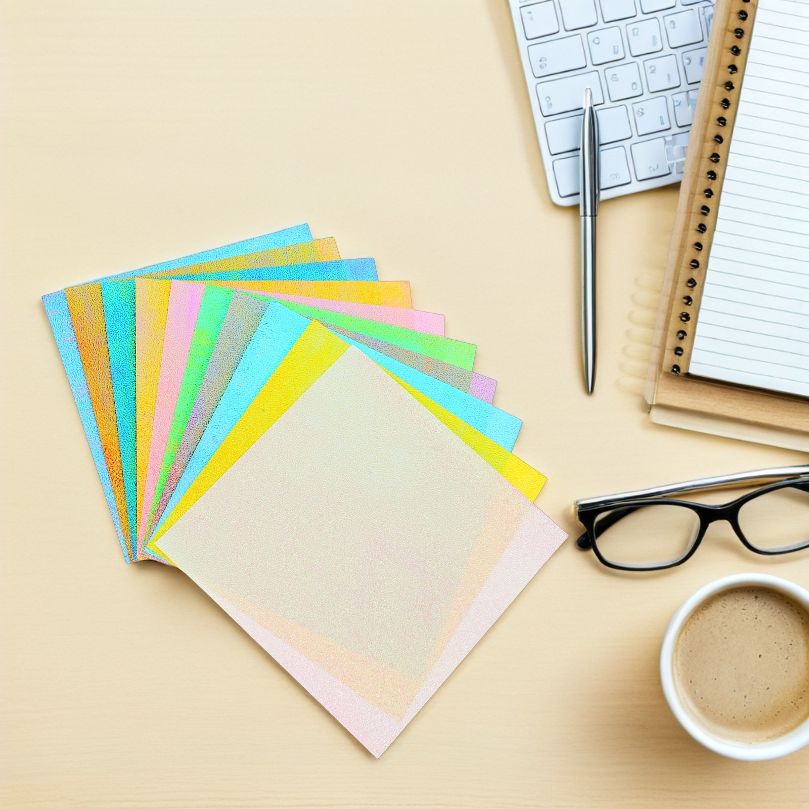 Art Craft School - 50Pcs Shimmering Iridescent Paper Sheets 15Cm