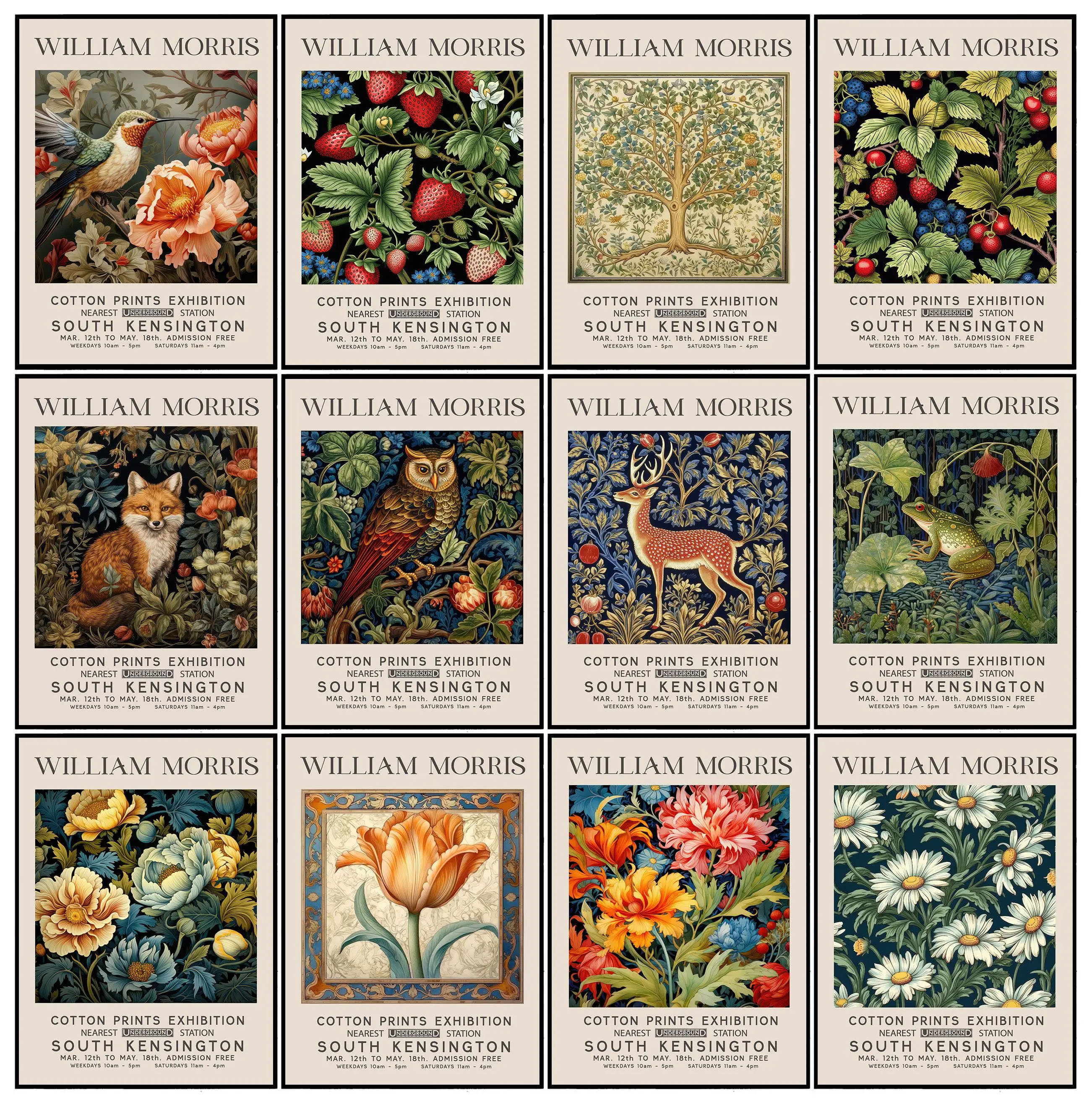 Art Craft William Morris - Classic William Morris Owl Kingfisher Flower