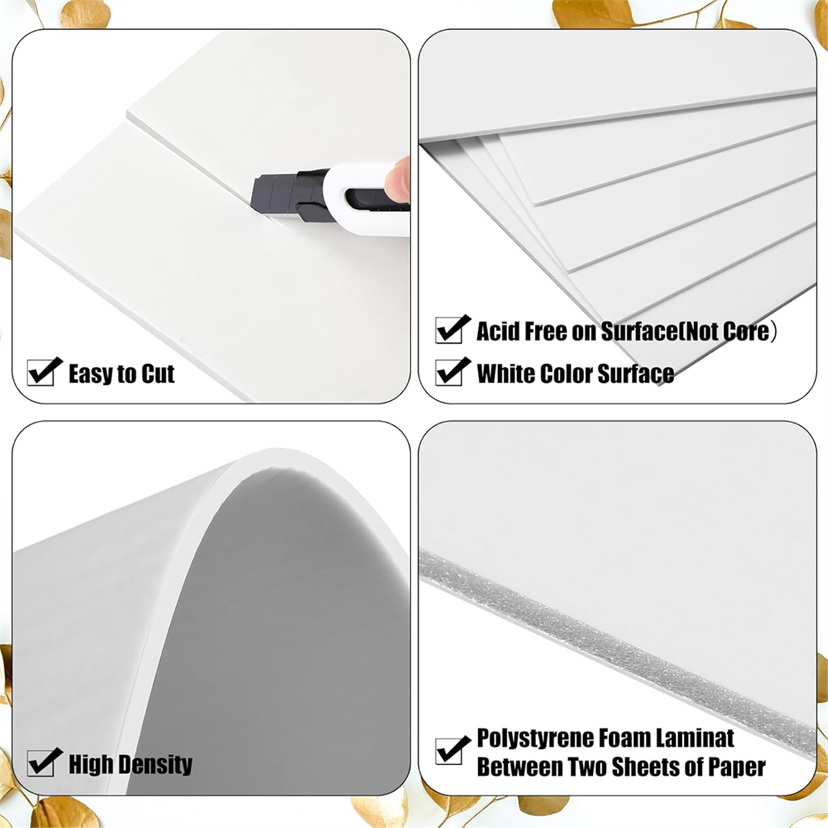 Art Craft School - ABNJ 50 Pack Foam Boards 1/8
