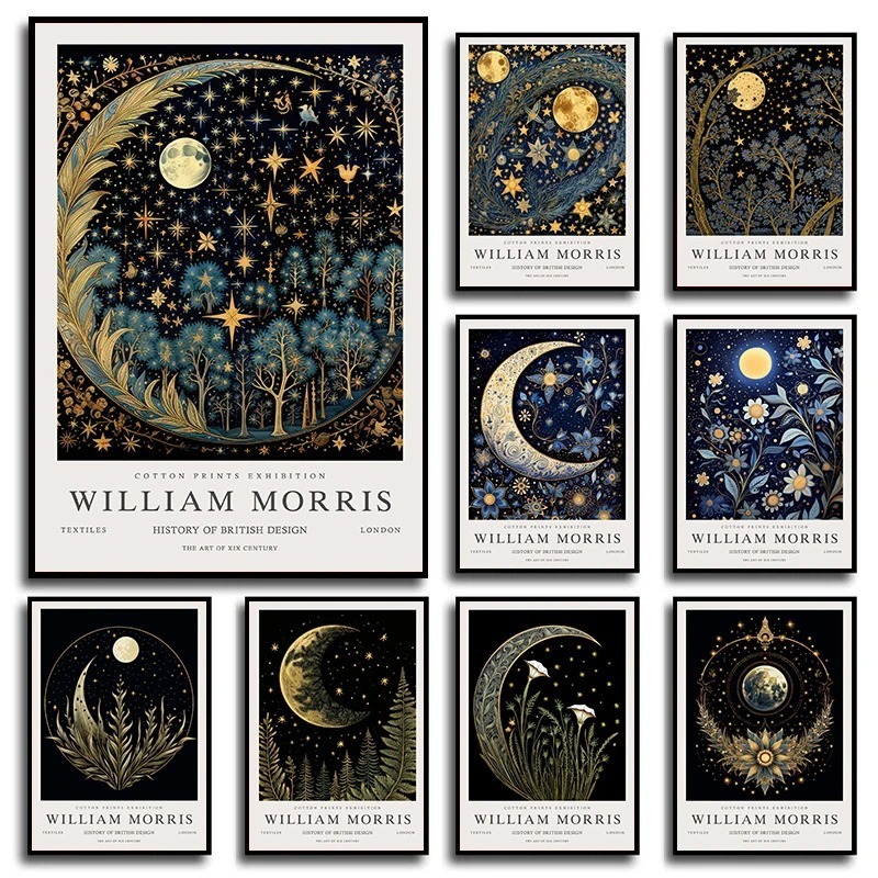 Art Craft William Morris - Vintage Moon and Stars William Morris