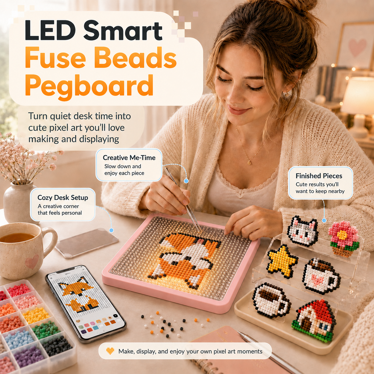 Art Crafting - LED Fuse Beads Craft Pegboard Board,