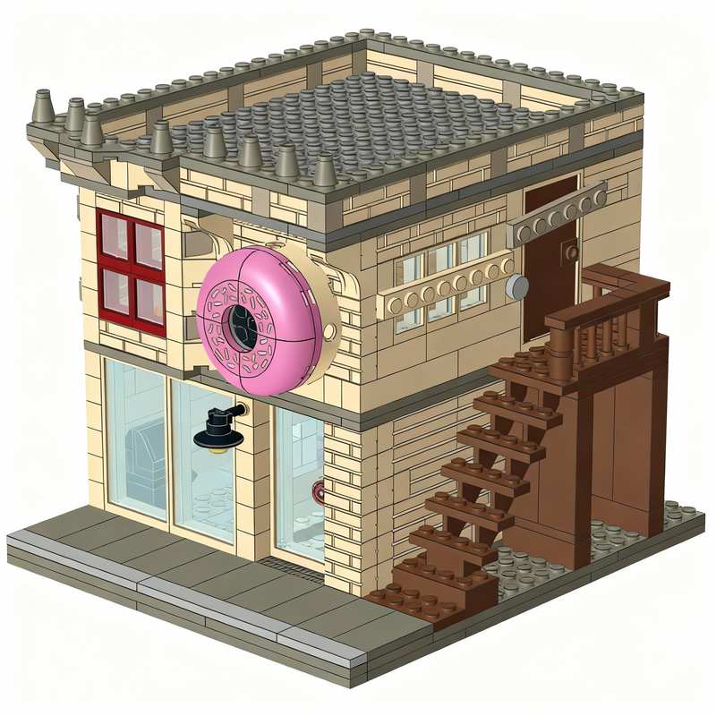 Art Craft Christmas Ideas - 429pcs MOC Doughnut Shop Model Building