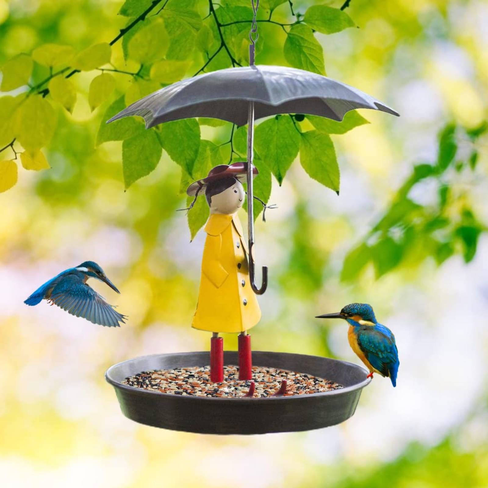Art Crafting - Girl with Umbrella Bird Feeder Decorative