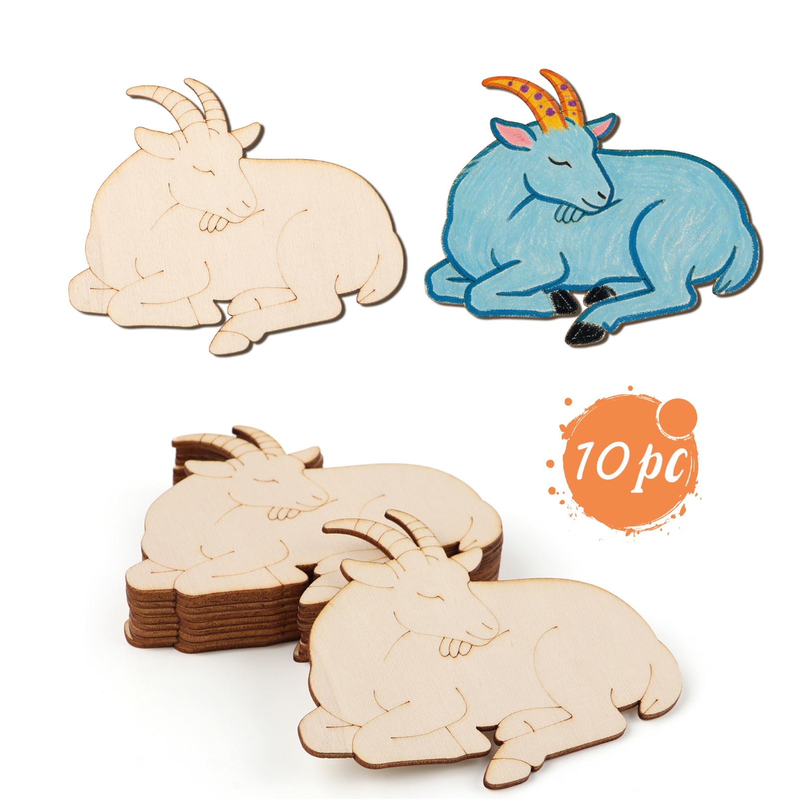 Art Crafting - 10pcs/set Unfinished Wood Sheep Animal Ornaments