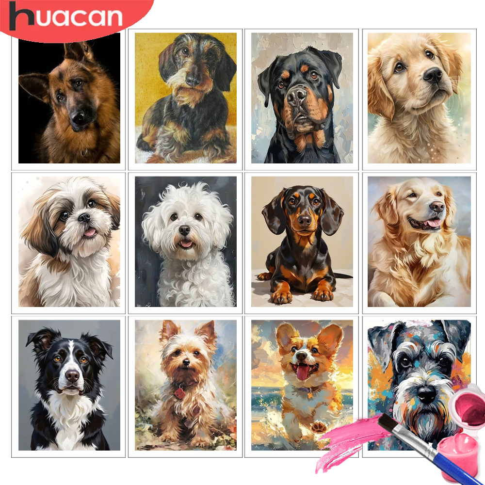 Art Craft Number - HUACAN Painting By Number Kits Dog