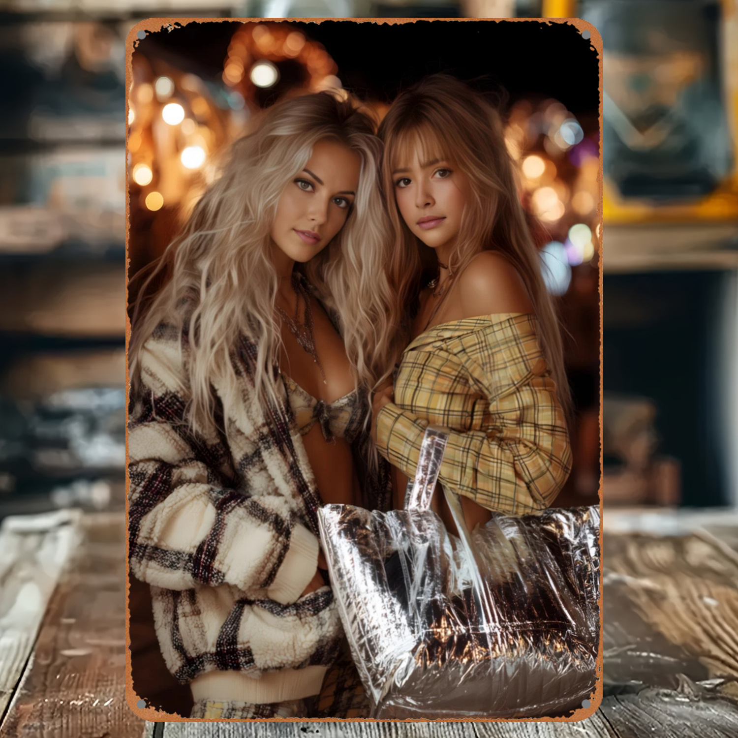 Art And Craft Studio - 2D Vintage Metal Sign, Modern Woman