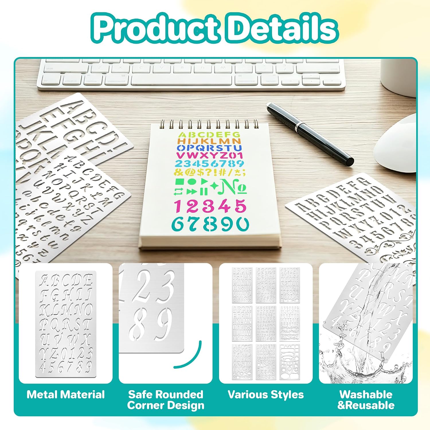 9Pcs Metal Letter Number Stenc - Art Craft Number ulasan dan harga
