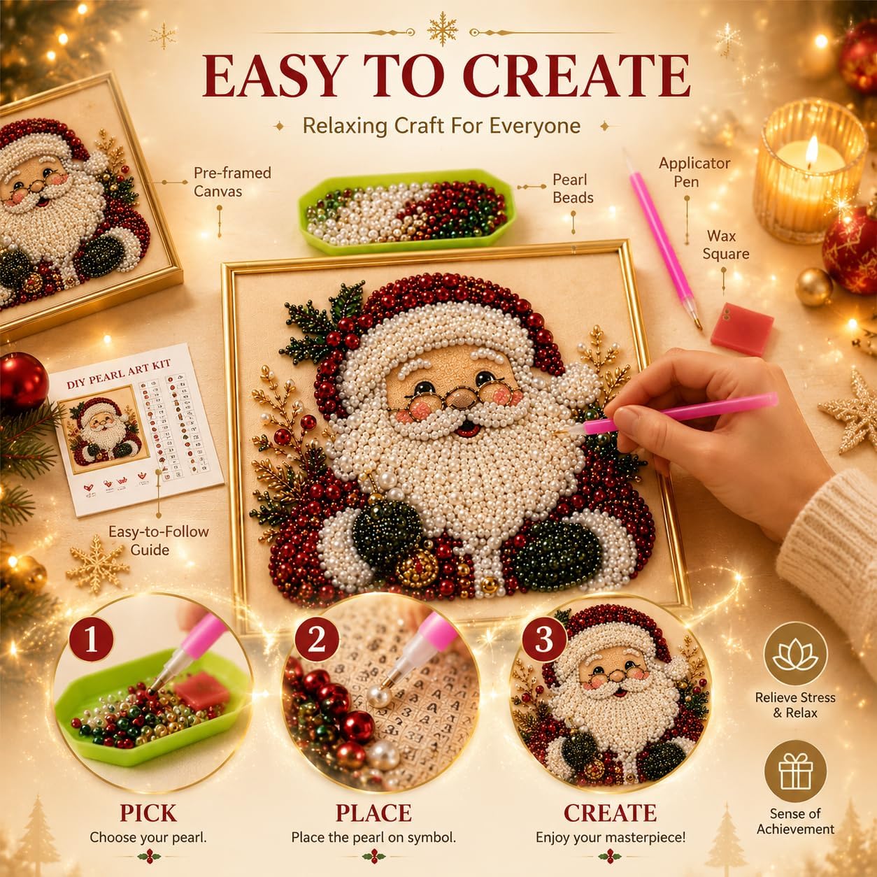 DIY Christmas Pearl Diamond Pa - Art Craft For Adults ulasan dan harga