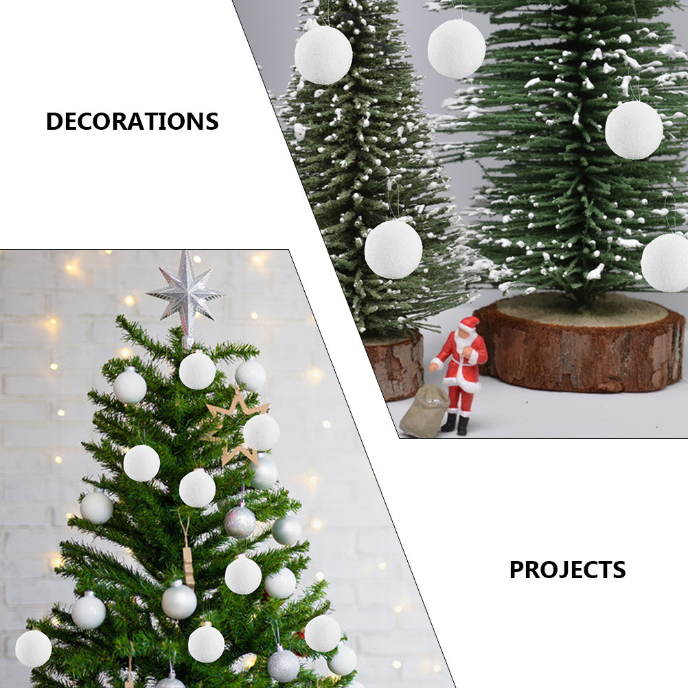 6Pcs White Xmas Ball Solid Den - Art Craft School ulasan dan harga