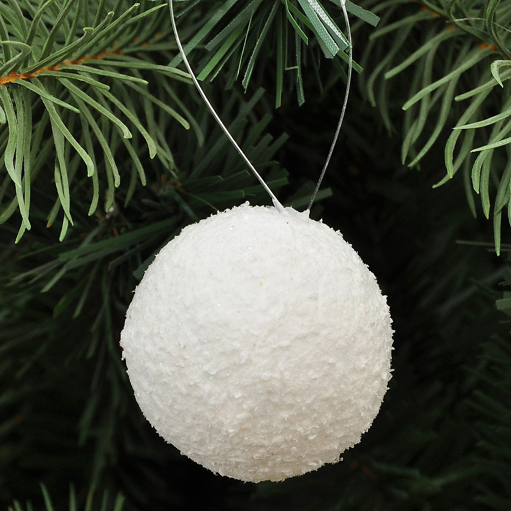 6Pcs White Xmas Ball Solid Den - Art Craft School ulasan dan harga