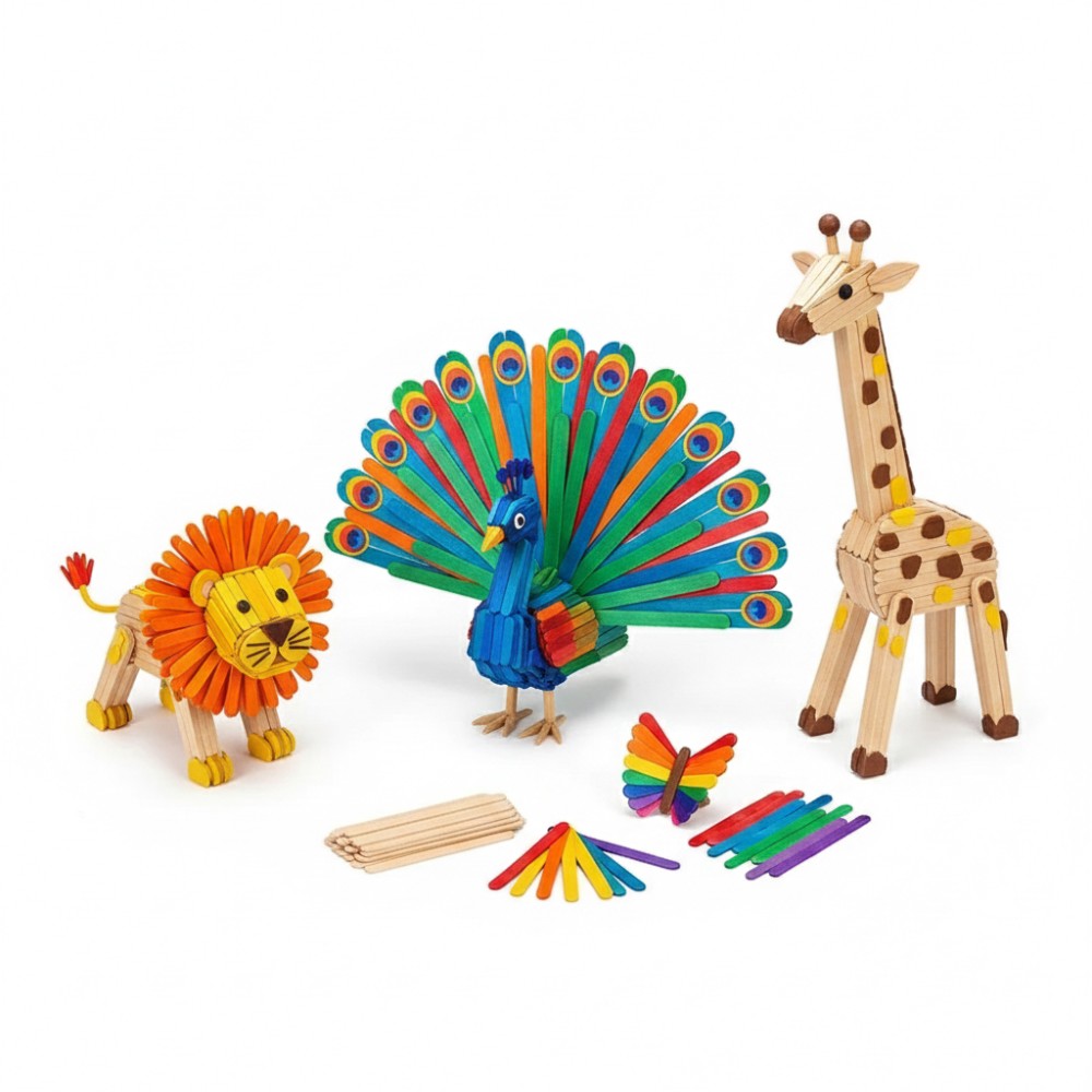 50Pcs Colored Wooden Popsicle  - Art And Craft Nature ulasan dan harga