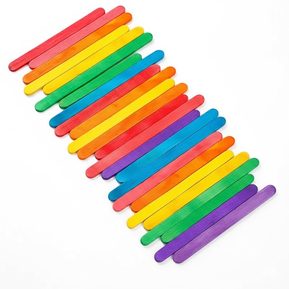 50Pcs Colored Wooden Popsicle  - Art And Craft Nature ulasan dan harga
