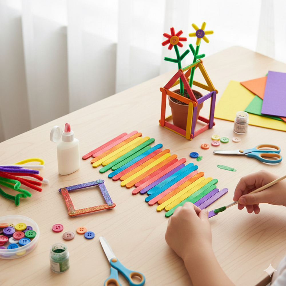 50Pcs Colored Wooden Popsicle  - Art And Craft Nature ulasan dan harga