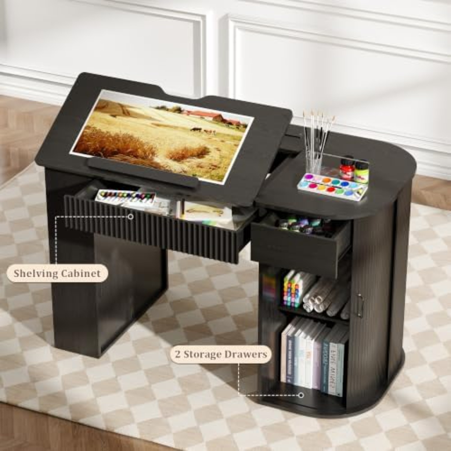 Drafting Table with Storage Ca - Art Crafting ulasan dan harga
