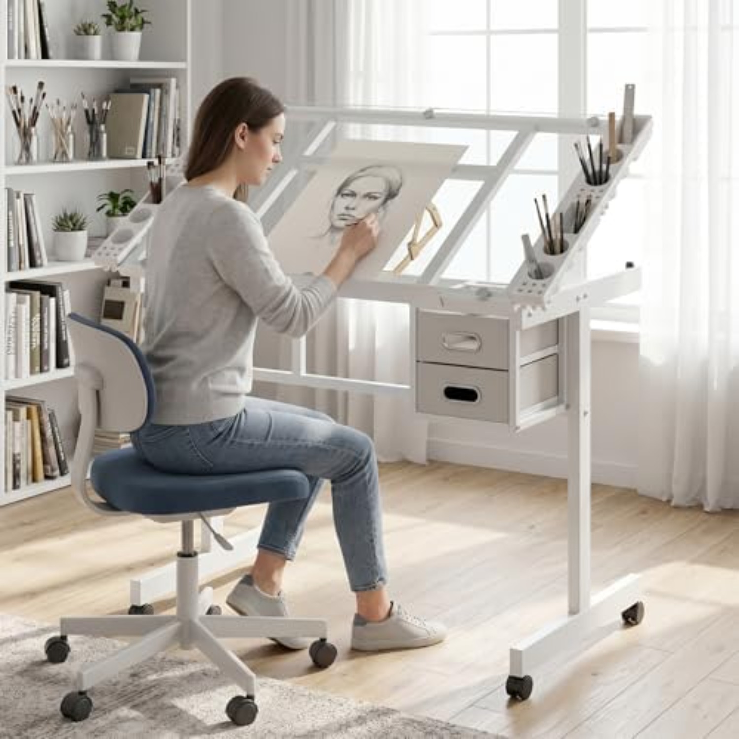 Rolling Drafting Table Desk, P - Art Crafting ulasan dan harga