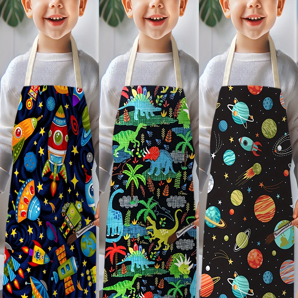 1pc Kids Apron Space Theme Roc - Art And Craft Rocket ulasan dan harga