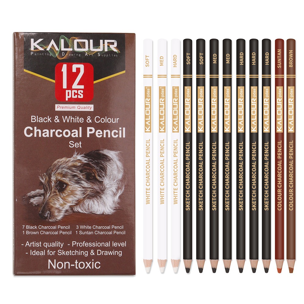 KALOUR Colored Charcoal Pencil - Chalk Pastel Set ulasan dan harga