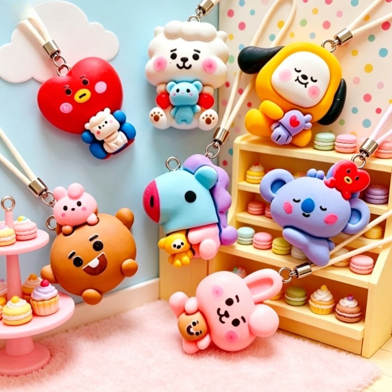 7pcs BT21 Resin Cartoon Charm  - Art Craft Market ulasan dan harga