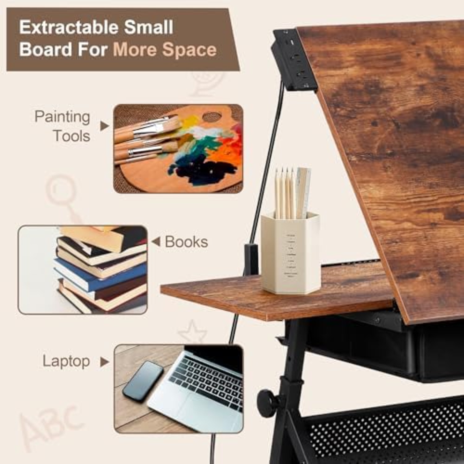 Adjustable Drafting Table with - Art Crafting ulasan dan harga