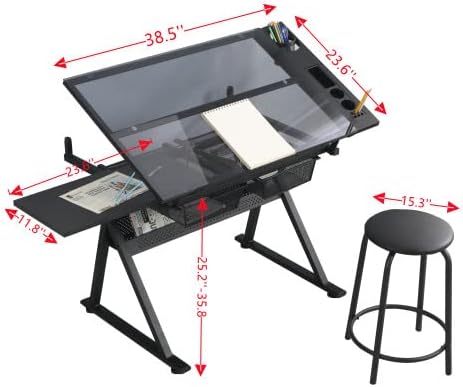 Glass Drafting Table Art Desk  - Art And Craft Studio ulasan dan harga