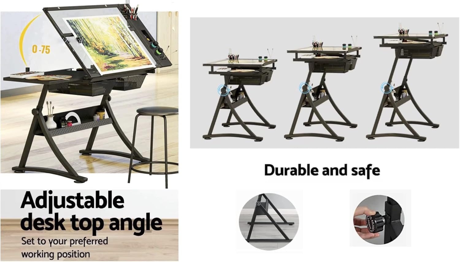 Glass Drafting Table Art Desk  - Art And Craft Studio ulasan dan harga