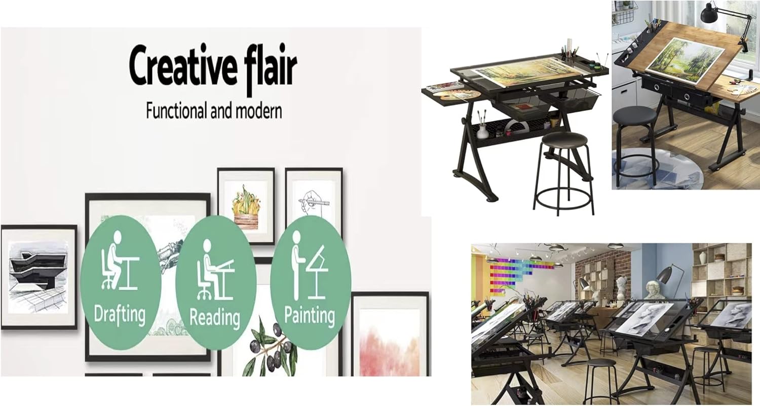 Glass Drafting Table Art Desk  - Art And Craft Studio ulasan dan harga
