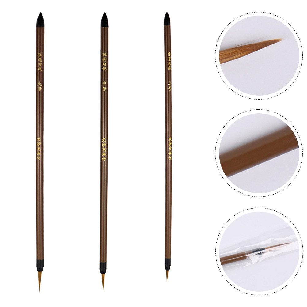 3Pcs Wolf Hair Line Drawing Pe - Watercolor Brush Pen ulasan dan harga