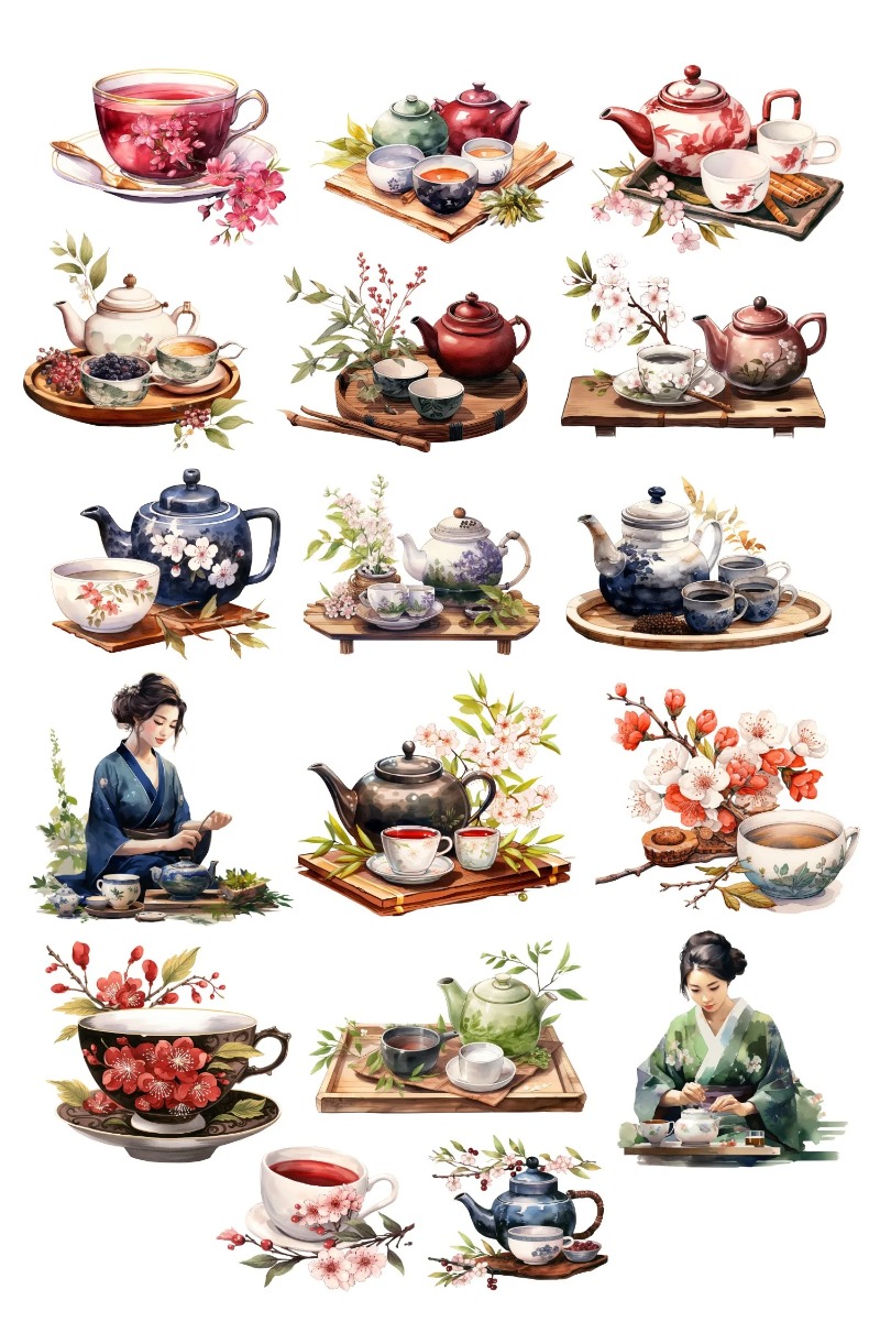 Cute Watercolor Tea Ceremony,  - Art Craft 3 Year Old ulasan dan harga