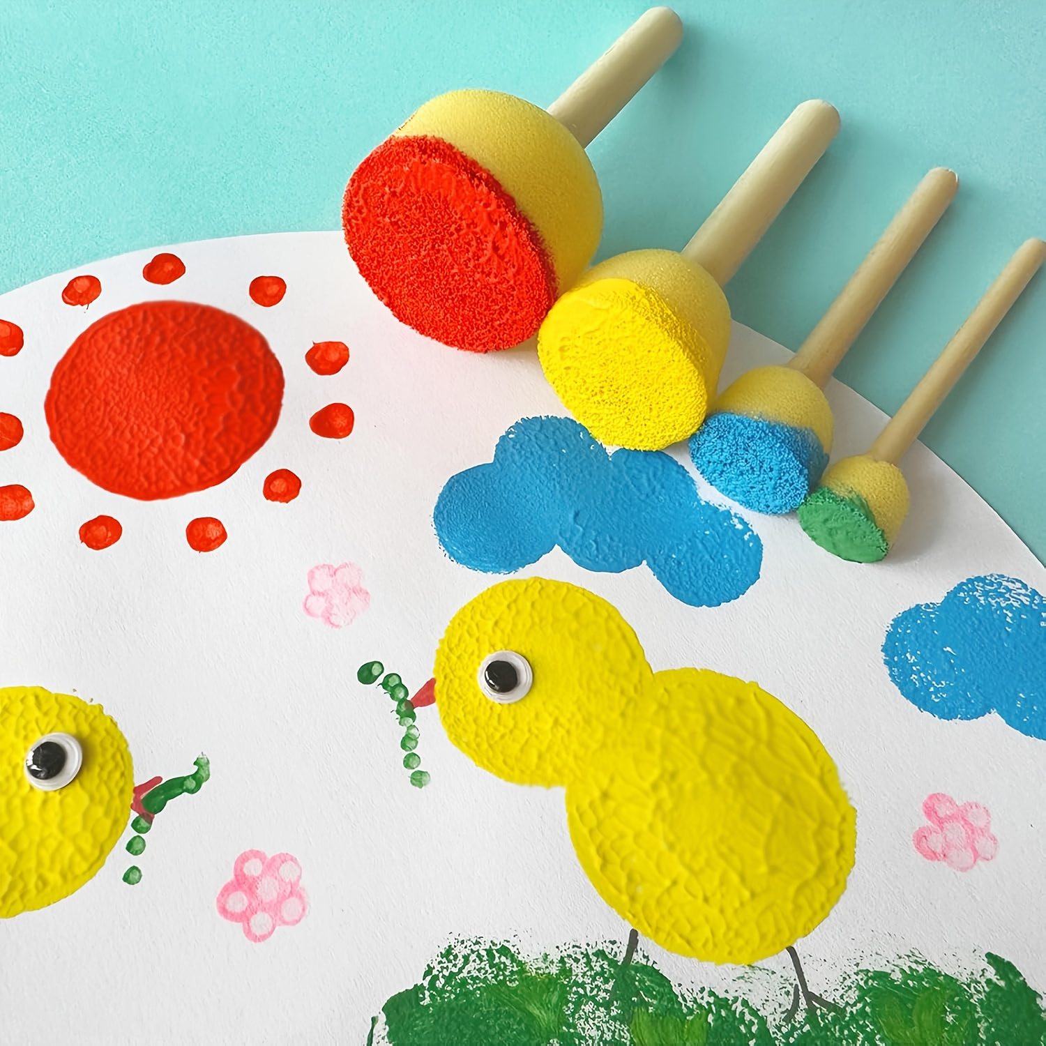 28 Pieces Round Sponge Brush,  - Watercolor Brush Pen ulasan dan harga