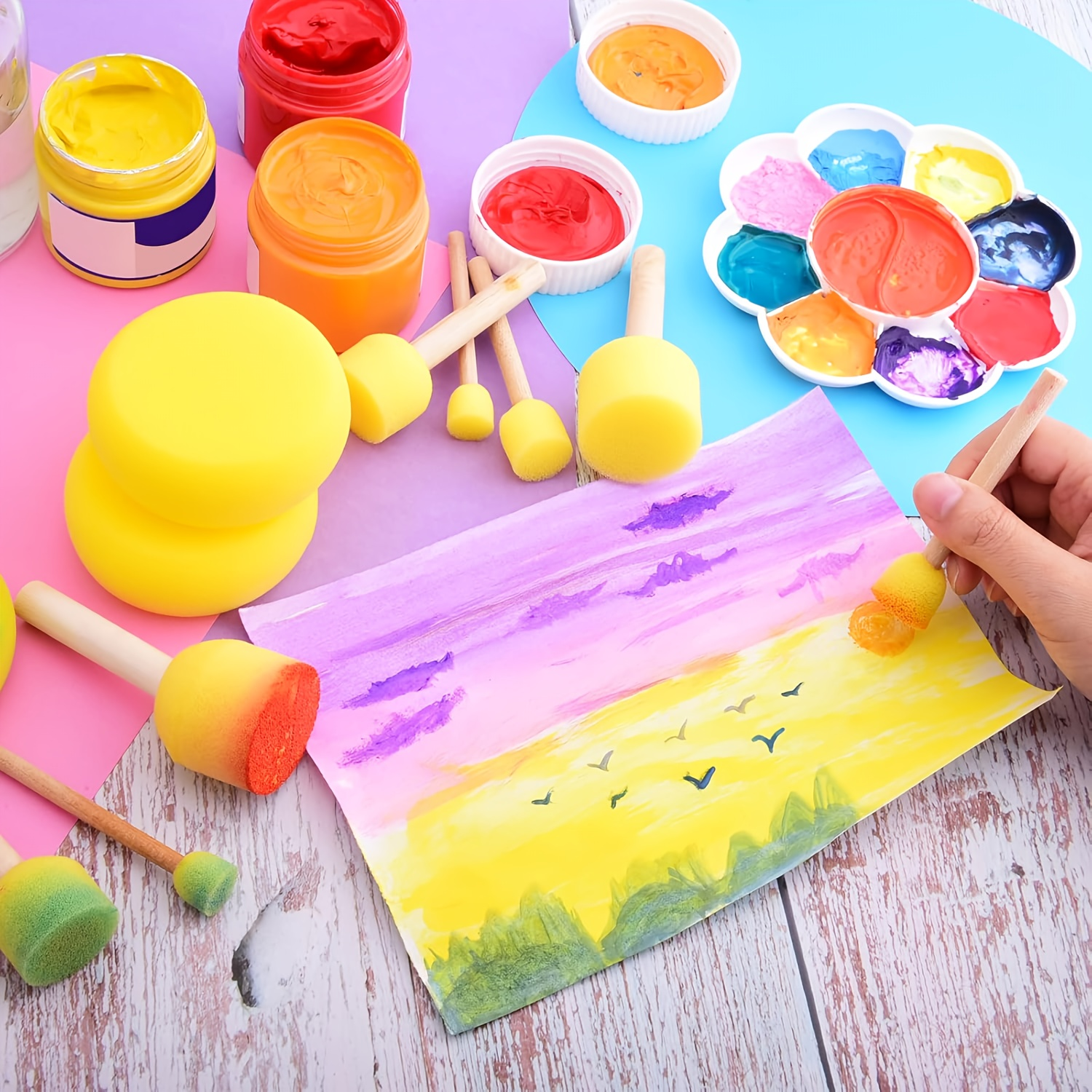 28 Pieces Round Sponge Brush,  - Watercolor Brush Pen ulasan dan harga