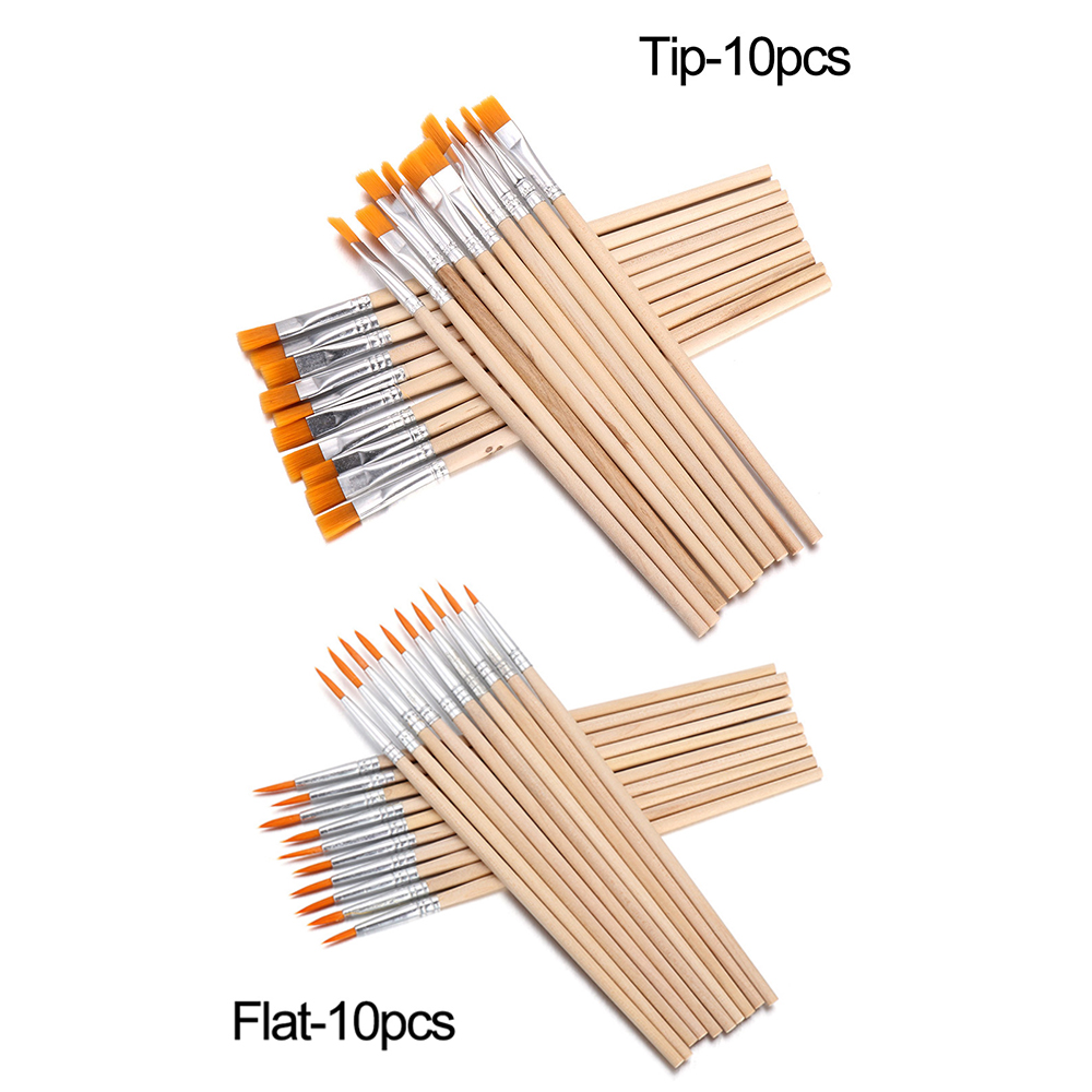 10Pcs/Set Flat/Tip Wood Handle - Watercolor Brush Pen ulasan dan harga