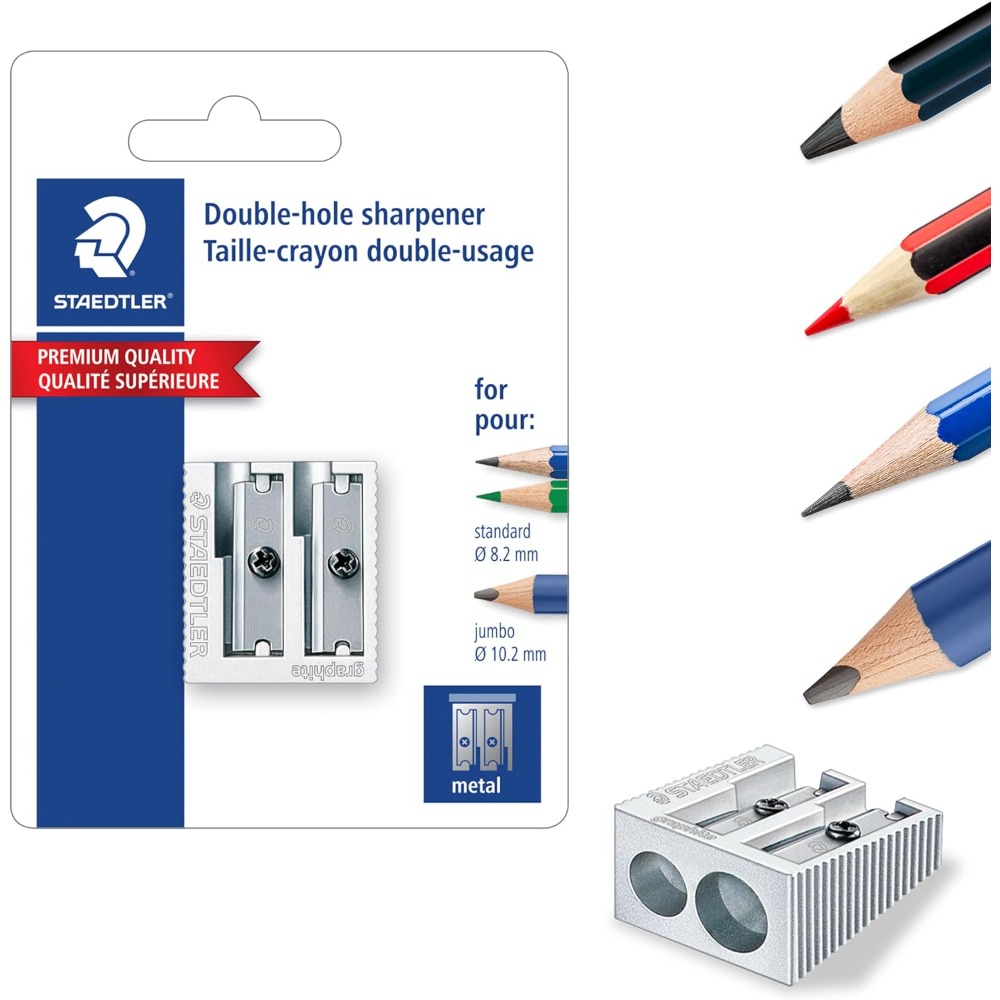 Metal Double Hole Pencil Sharp - Colored Pencil Professional ulasan dan harga